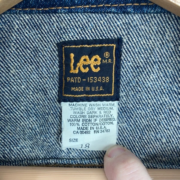 Vintage 90s Lee Denim Vest 18 Acid Wash USA Cut off Western Trucker Retro Grunge - Picture 5 of 8